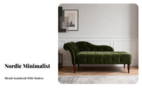 Nordic design aesthetic Upholstered Chaise Lounge Light Luxury Tufted Chaise Longue Modern Design Living Room Seating Accent Piece for Apartment Dwellers, Homeowners, Readers, Bedroom, Small Spaces, literature alcove, Office