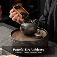 Round Water Storage Tea Tray Easy to Clean Water Storage Tea Tray Rustic Design