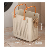 Large Capacity Laundry Hamper with Wheels Multi-Functional Rolling Laundry Basket Space Saving Plastic Clothes Hamper Wheels Easy to Clean for Bathroom, Dorm Room, Closet
