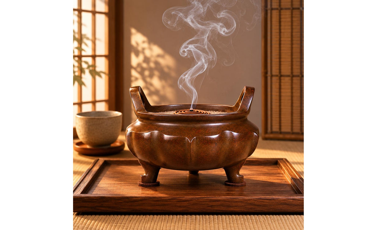 Incense Holder Side Handles Copper Incense Burner Bowl-Shaped Home Decor
