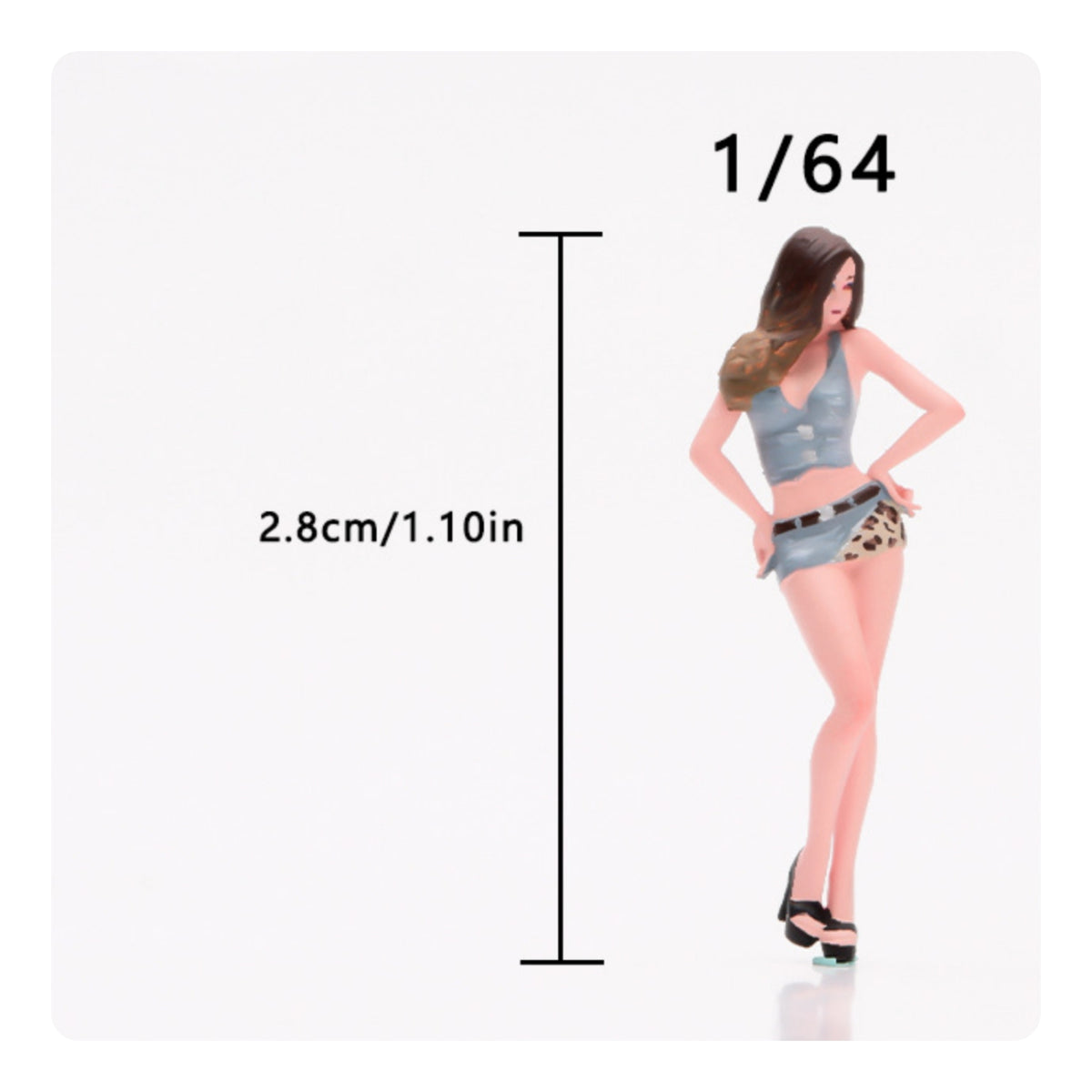 Long Hair 1:64 Woman Miniature High-Heel Shoes Miniature Female Figurine Detailed Sculpting