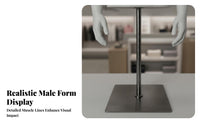 Half Body Mannequin Display Stable Base men's Clothing Display Stand Detachable Arms Half Body Clothing Form for Retailers, Tailors, Showrooms, Studio