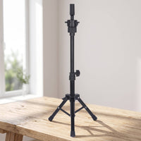 Desktop Mannequin Head Tripod Adjustable Hairpiece Stand with Clamp Compact Hairpiece Stand with Tripod Base Stable for Home Practice