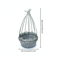 Vintage-Style Birdcage Planter Distressed Birdcage Plant Holder Metal Planter with Bird Ornament Iron for Decorators