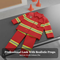 Realistic Design Kids Firefighter Costume Set Reflective Stripes Kids Firefighter Uniform Sturdy Materials for Boys, School Events, Parties