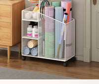 Yoga Mat Storage Rack with Wheels, Iron, Modern Minimalist