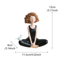Christmas Resin Girl Figurine in Black Dress for Home Decor