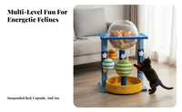 Space Capsule feline Haven Floor-to-Ceiling feline Tree Adjustable Height Floor-to-Ceiling feline Pole Multitier tiers Climbing Post Sturdy and Stable for Owners of Large felines, Apartment Dwellers, Apartments, Indoors, Small areas, Living Room