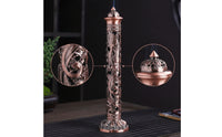 Vertical Scent Vessel Burner Carved Alloy Scent Vessel Burner Cylindrical Decor for Tea Room