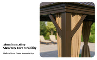 Aluminum Frame Gazebo Rust-Resistant Rigid Roof Gazebo Waterproof Outdoor Canopy with Curtains for Party Hosts, Homeowners, Courtyard, Backyard
