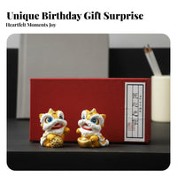 Chinese Protector Lion Figurine Feng Shui Wealth Luck Lion Statue Housewarming Gift Foo Dog Statue for Collectors, Office, Tea Room, Home Entrance