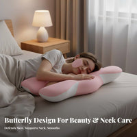 Skin-Friendly Memory Foam Butterfly Pillow Breathable Side Sleeper Face Cradle Pillow for Women, Adults, Sleeping, Bedroom, Home