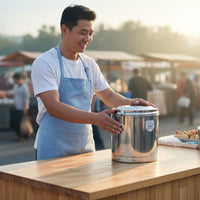 Stainless Steel Insulated Barrel Triple Layer Insulation Insulated Meal Carrier Leak-Resistant Thermal Soup Container for Caterers, Canteens