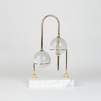Desktop Ornament with Marble Base Modern Sculptural Ornament with Glass Orbs Gold-Toned Decorative Item Piece for Entryway