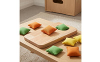 Natural Wood Sandbag Tossing Board Polished Finish Wooden Throwing Board Rounded Corners Cloth Game Set Oval Cutout for Children