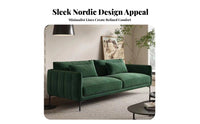 Nordic design 3-Seater Sofa Minimalist Design 3-Seater Straight Settee Small Space suited Living Room Furnishing Textured Upholstery for Apartment Dwellers, Homeowners, Young Adults, Studio Flat