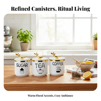 Kitchen Canister with Lid and Spoon Water-Resistant-Resistant Multipurpose Container Easy to Clean Countertop Organizer for Pantry, Coffee Bar