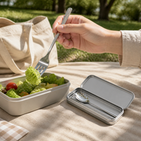 304 Stainless Steel Portable Cutlery Set with Case for Travel and Home Use