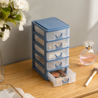 Plastic Storage Case, Small Item Organizer, 5 Drawers, Desktop Storage, Desk Organizer, Transparent, Stackable, 18L