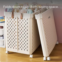 Foldable Storage Box with Casters, PP Toy Organizer