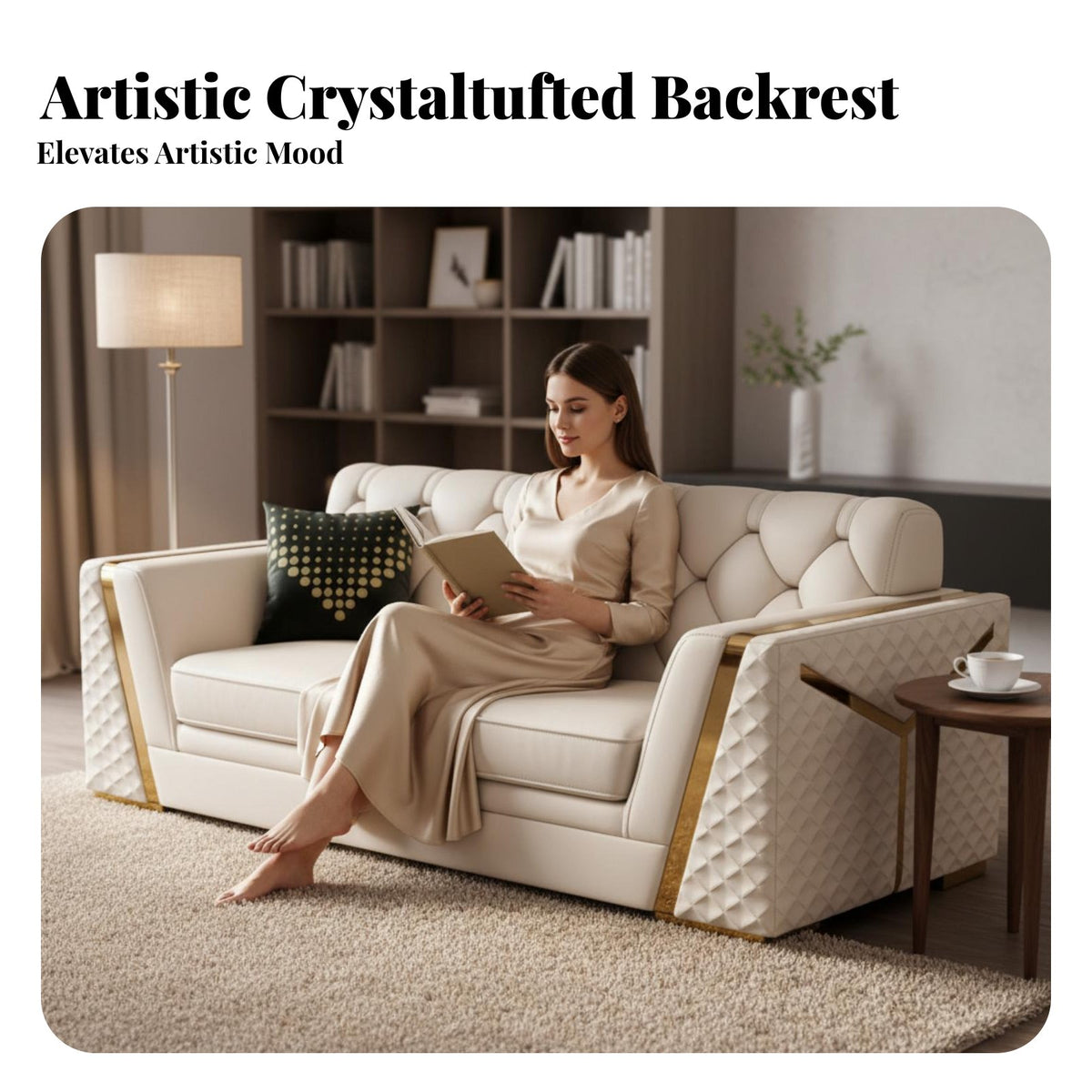 Italian design Button-Tufted Sofa Light Luxury Living Room Couch Modern Design Upholstered Seating Small Space Suitable for Apartment Dwellers, Interior Designers, Business Owners, Villa, Lounge Area, Office