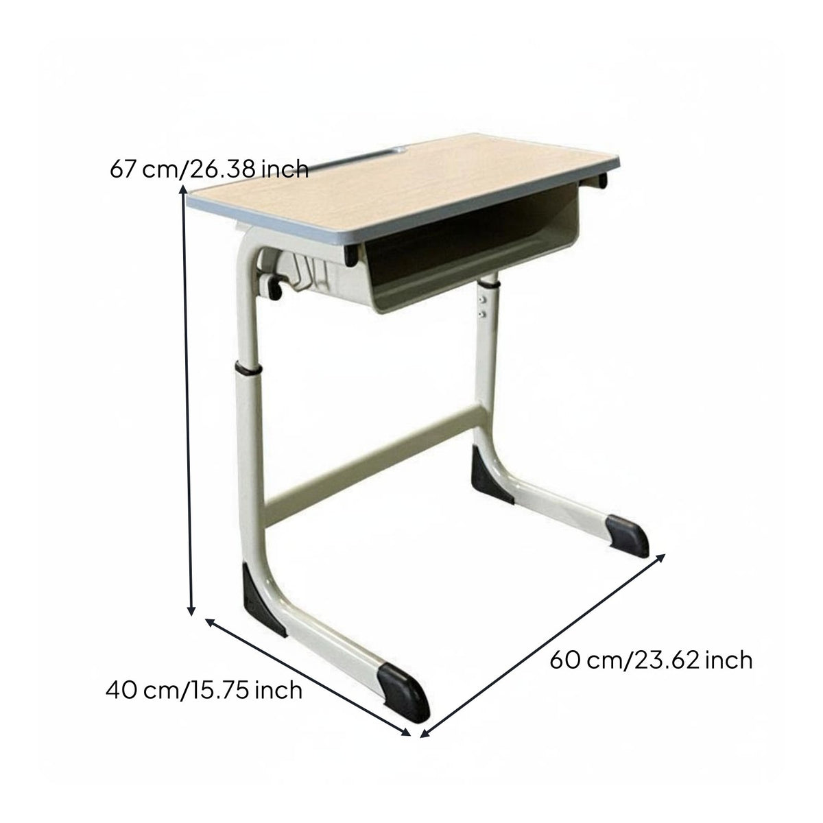 Sturdy Steel Frame Adjustable Student Desk and Chair Set Rounded Edges Adjustable Student Desk and Chair Anti-Slip Feet for Students