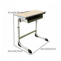 Sturdy Steel Frame Adjustable Student Desk and Chair Set Rounded Edges Adjustable Student Desk and Chair Anti-Slip Feet for Students
