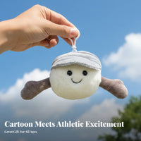 Tennis Ball Stuffed Toy Soft Material Golf Ball Stuffed Toy Cute Design Grinning Face Sports Keychain for Teens, Women, Claw Machine