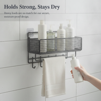 Bathroom Shower Caddy Wall Mounted Storage Shelf No-Drill Organizer for Toilet Vanity
