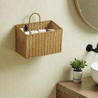 Wall-Mounted Storage Basket Decorative Wall-Mounted Hanging Basket Organizer Natural Long-Lasting for Kitchen, Bathroom