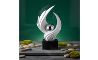 Modern Art Statue with Crystal Sphere Good Fortune Symbol Resin Art Figurine Modern Whorl Sculpture Soft Luxury Visual