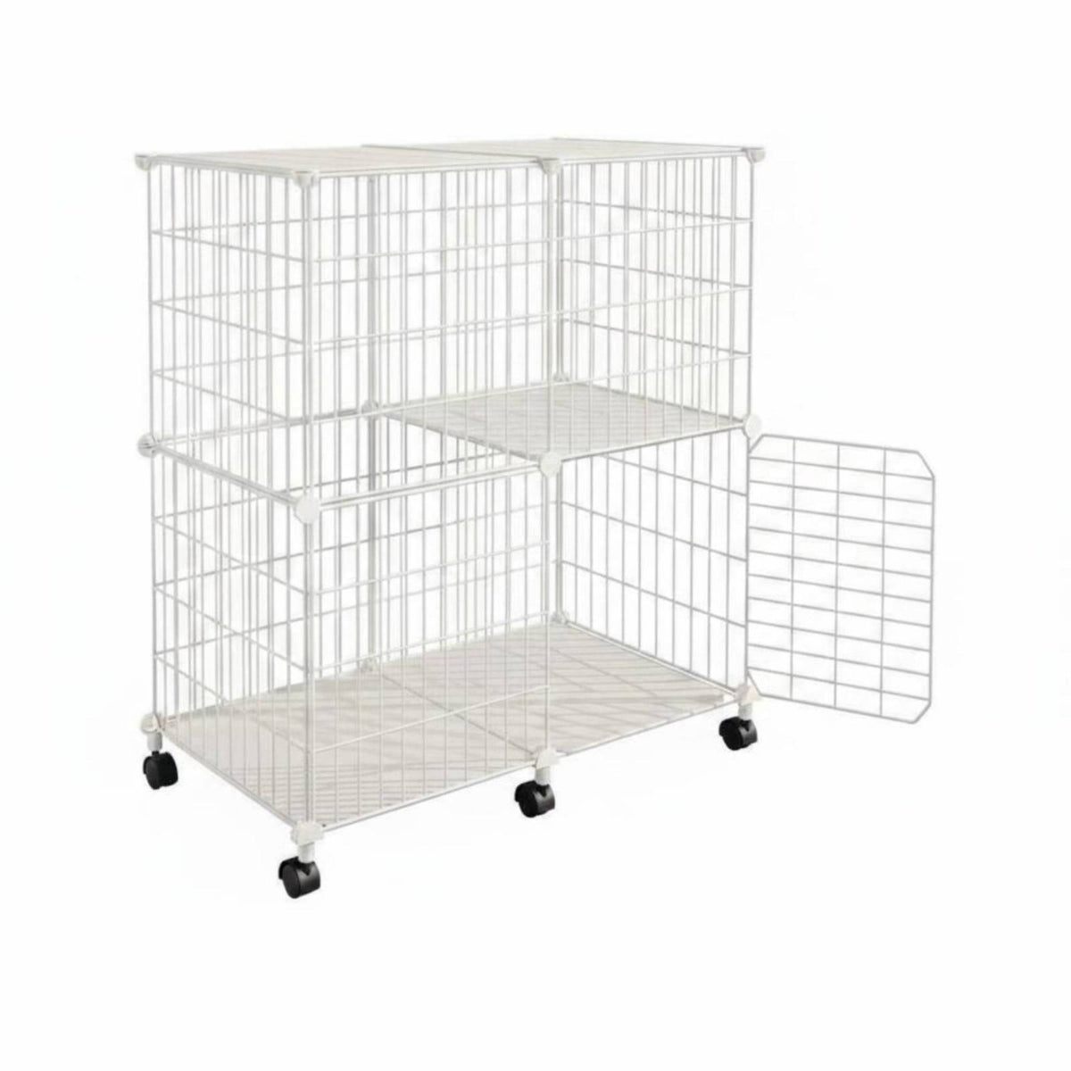 Large Space Multi-Level Cat Kennel Sturdy Construction Multi-Level Wire Kennel Easy to Clean Pet Enclosure Wheeled Base for Dog Owners, Indoor, Living Room, Bedroom, Apartment