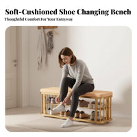 Light Luxury Aesthetic Upholstered Entryway Stool Padded Seat Upholstered Shoe Rack Bench Multi-Functional Storage Furniture Strong Load-Bearing for Homeowners, Apartment Dwellers, Fitting Room, Hallway, Bedroom, Reception Area