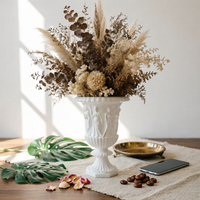 Roman Style Vase Matte Finish Simulated Marble Urn Classic Design White Pedestal Vase for Hotel