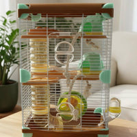 Hamster Cage Kit Large Spacious Rodent Cage with Tubes and Wheel Easy to Clean Gerbil Habitat