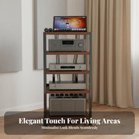 Audio Equipment Cabinet Heavy-duty Steel Frame Multi-tier Audio Equipment Rack Adjustable Shelves Home Theater Component Shelf Durable Wood Panel Suitable for Living Room Studio Entertainment Space