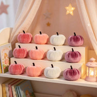12 Pieces Decorative Velvet Pumpkin Velvet Pumpkins Resistant Soft-Textured Pumpkins for Tabletop