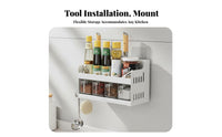 Drillwithout Installation Multi-Compartment Kitchen Organizer Compartmentalized Design Wall Shelf Heavy-Duty Household Storage Detachable Hooks for Home Cooks, Homeowners, Small Apartments, Dorm Rooms, Cabinet Door, Bathroom