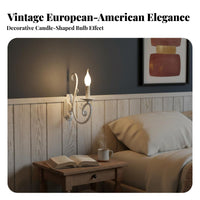 Ornate Scrollwork Vintage Candle Wall Light Easy Installation Antique Wrought Iron Sconce Dimmable Candle Look Wall Light for Interior Designers, Homeowners, Business Owners, Living Room, Bedroom, Entryway, Stairway