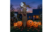 Lighted Inflatable Ghost Tree with Pumpkins Spooky Inflatable Dead Tree with Pumpkins Outdoor Lawn Decoration Illuminated for Yard, Garden