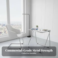 Foldable Design Clear Folding Table Space-Saving Portable Desk Transparent Top Workstation Multi-Purpose for Students, Apartment Dwellers, Remote Workers, Small Spaces, Study, Bedroom, Living Room