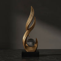 Modern Abstract Sculpture Contemporary Resin Ornament Sculpted Sculpture with Sphere Upward-Flowing for Home Decorators, Art Collectors, Wine Cabinet, Display Shelf, Living Room