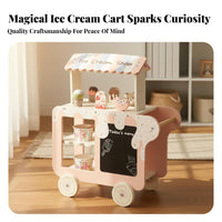 Mini Dessert Station Stand Playset Interactive Play Rolling Ice Cream Stand Promotes Imagination Rolling Dessert Trolley Toy for Children, Girls