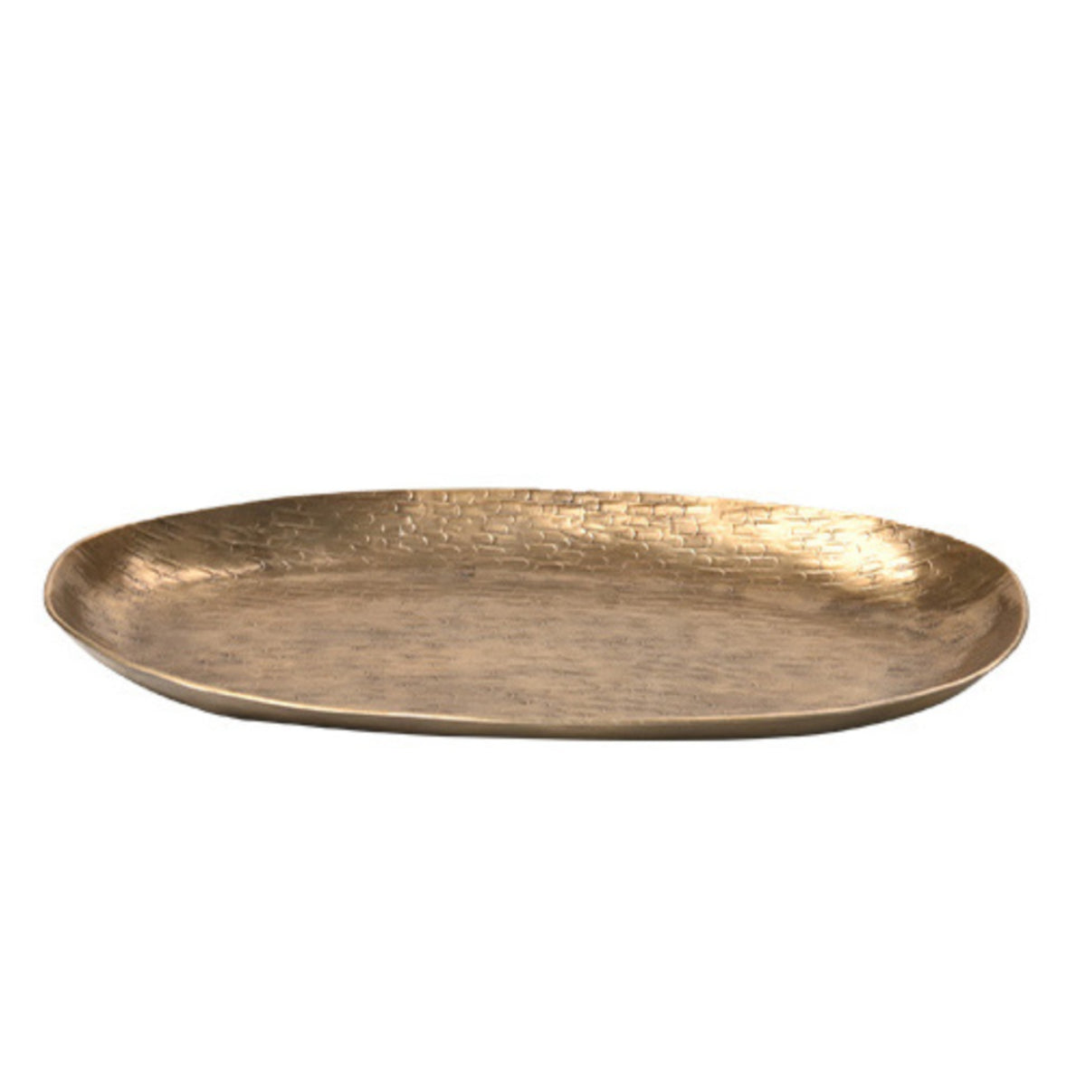 Hammered Metal Tray Sculptural Aluminum Fruit Bowl Wavy Serving Platter for Coffee Table