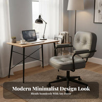 Adjustable Height Upholstered Rolling Chair Ergonomic Design Retro Rolling Armchair Padded Seat Office Furniture Thick Cushion for Home Workers, Students, Study Room, Bedroom, Vanity