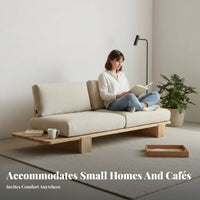 Upholstered Wood Frame Sofa Minimalist Design 3-Seater Upholstered Settee Japanese aesthetic Living Room Seating for Homeowners, Families, Lounge, Bedroom