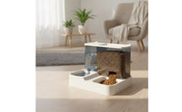 Simple to Use Automatic Feeder with Transparent Storage Bottle Compact Automatic Feeder and Water Dispenser Double-Bowl Safe for Young Dogs, Apartment