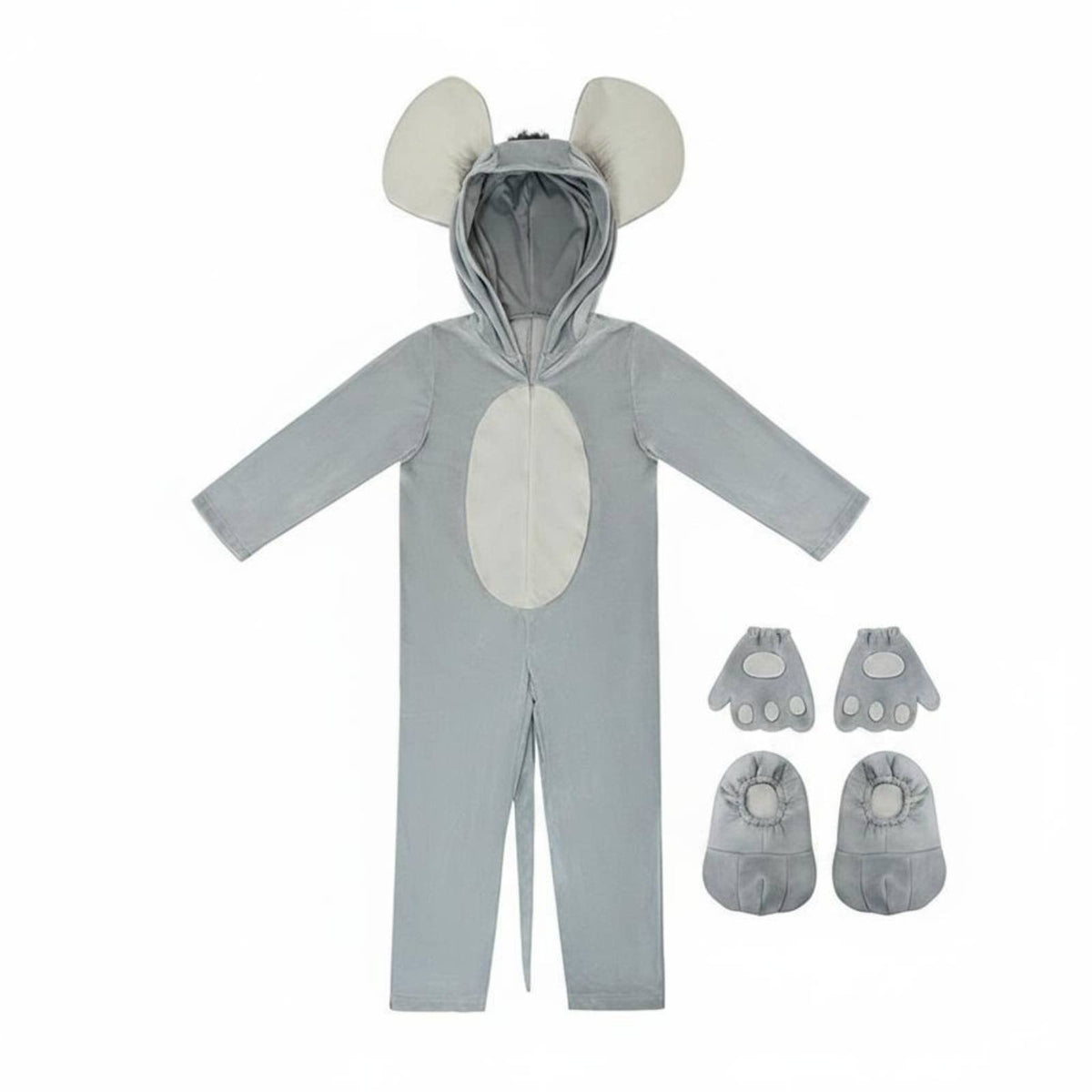 Tail Design Mouse Costume Hooded Mouse Cosplay Suit Gloves Included Rat Costume Warm for Children, Stage Performance, School, Christmas