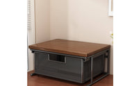 Printer Stand with Drawer Sturdy Desktop Printer Wooden Top Top Desktop Shelf for Study Room