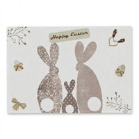 Carrots Rabbit Bunny Happy Easter Placemat Stain-Resistant Bunny Print Dining Mat Easy to Pristine Cloth Heat-Insulating Mat for Holiday Decorators, Families, Kitchen